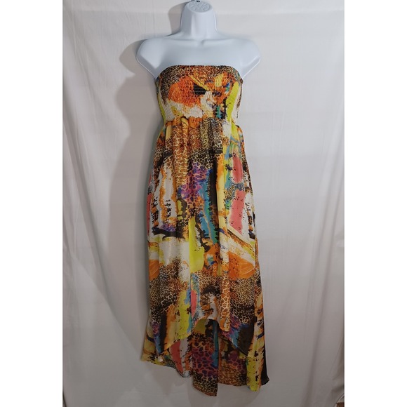Dots Dresses & Skirts - Women's Dots Colorful Animal Print Mix Sheer w/Lining Midi Tube Top Dress Size M